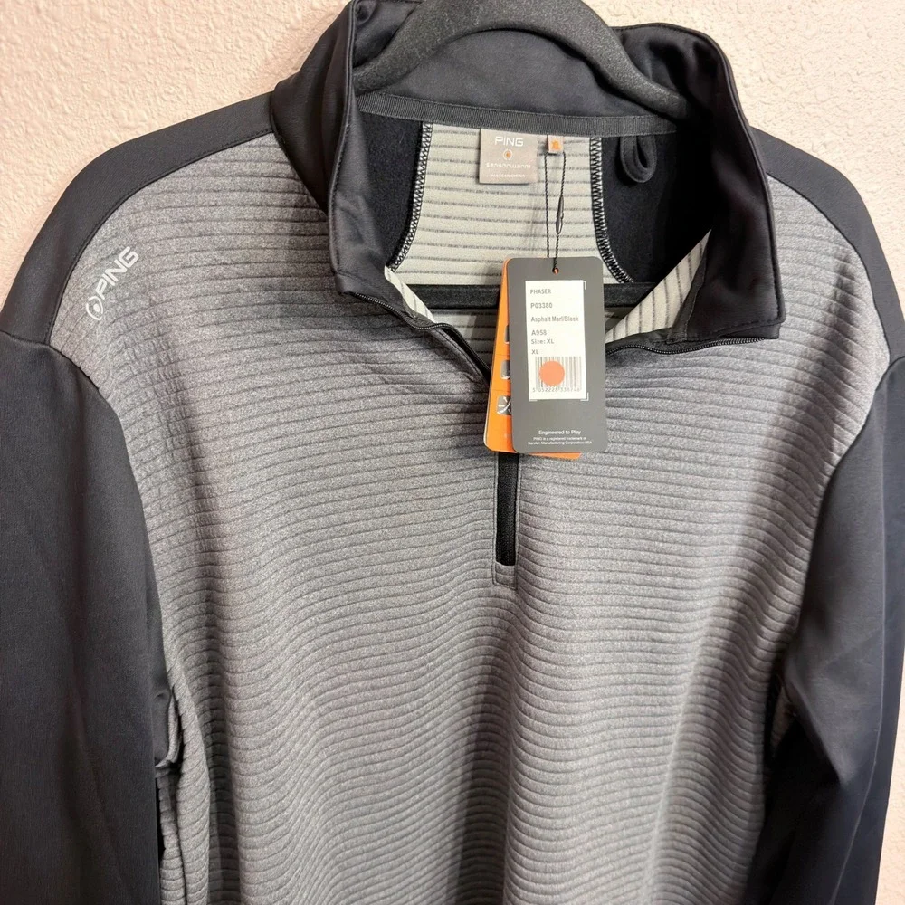 Ping Phaser SensorWarm Mens XL Quarter Zip Golf Pullover Asphalt Black NEW